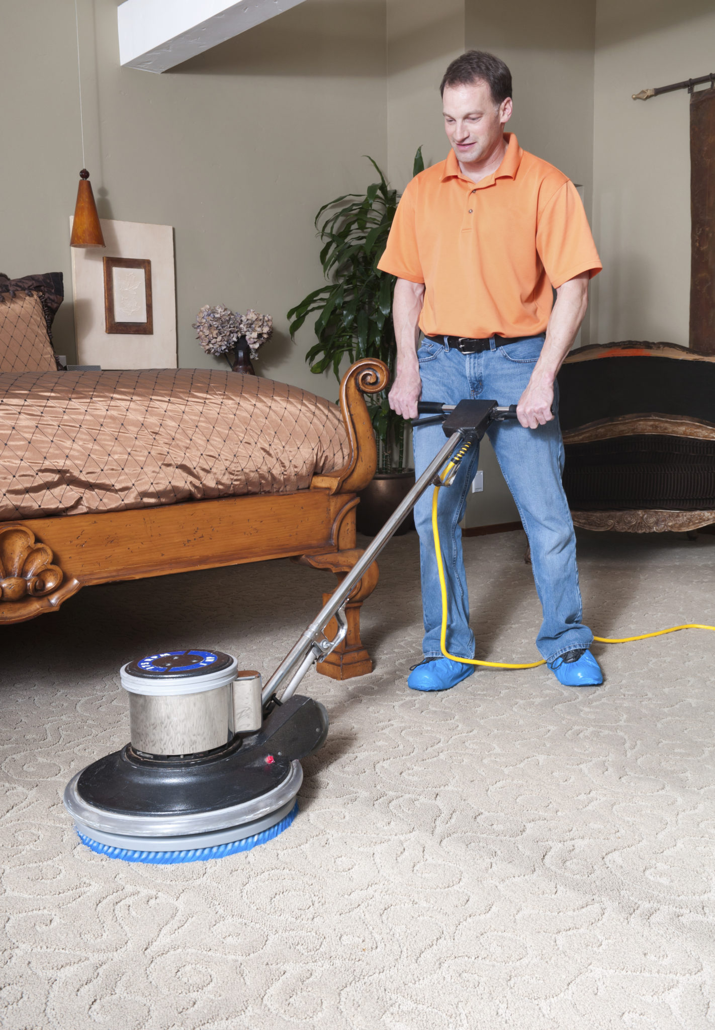 Man using Industrial Carpet Cleaner